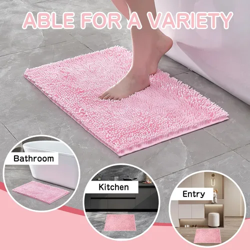 Miniatura 7 de Juego de 2 alfombras de baño de felpilla gris, antideslizantes, absorbentes, para ducha, de secado rápido, lavables a máquina, felpa suave, 17 x 24