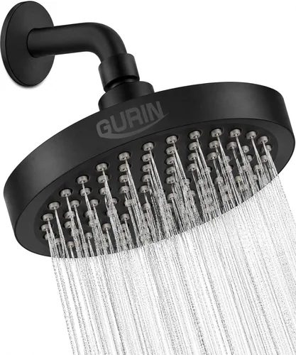 Miniatura 9 de GURIN Cabezal de ducha de lluvia de alta presión, diseño de lujo de 6 pulgadas con ángulos ajustables, boquillas antiobstrucción, fácil de instalar