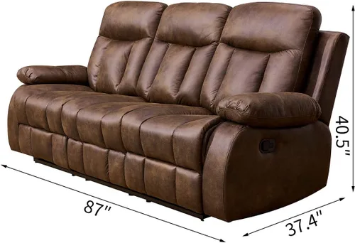 Miniatura 2 de Betsy Furniture Juego de sillón reclinable de tela de microfibra en color marrón, sofá biplaza silla, almohada, respaldo y reposabrazos 8028