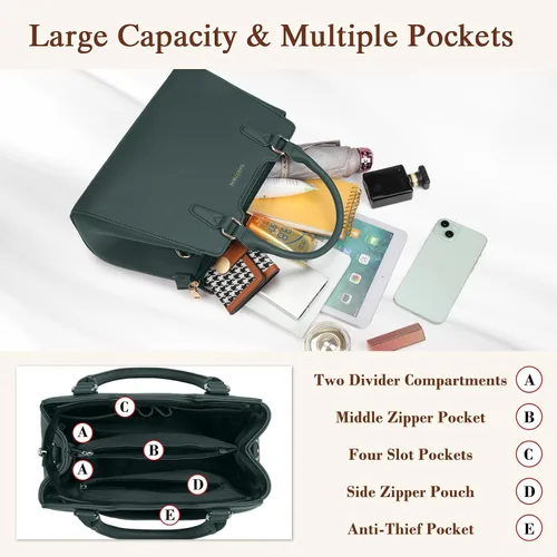Miniatura 4 de IGOLUMON Bolso de mujer con asa superior de cuero vegano sintético Satchel Monedero para mujer Bolso de mano de diseñador con lindo pompón
