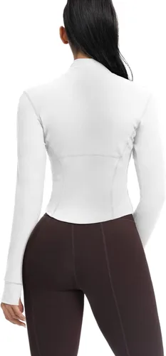 Miniatura 3 de AVGO Chaquetas de entrenamiento recortadas para mujer, con cremallera, ajustadas, atléticas, con agujeros para el pulgar