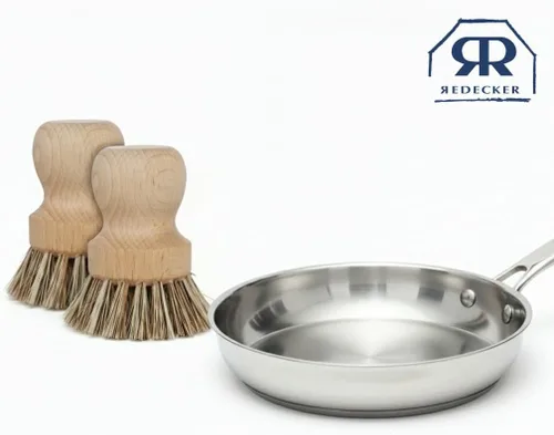Miniatura 6 de Redecker Cepillo para ollas, fibra de unión, paquete de 2 cepillos resistentes para ollas, hierro fundido y residuos horneados, madera de haya