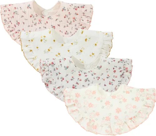 Miniatura 9 de Nishine 4 piezas Baberos unisex para bebé de muselina tipo bandana, baberos giratorios 360 grados de algodón para dentición, alimentación y babeo