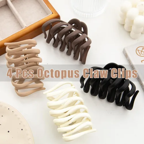 Miniatura 4 de 4 Piezas Pinzas de Garra de Pulpo Pinzas de Garra para Cabello de Pulpo para Mujeres 3.8" Pinza Grande para Cabello para Mujeres Agarre Fuerte Clip