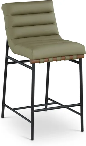 Miniatura 14 de Meridian Furniture 846Black-C Burke Collection Modern Taburete de bar contemporáneo con cuero vegano negro suave, marco de metal negro mate