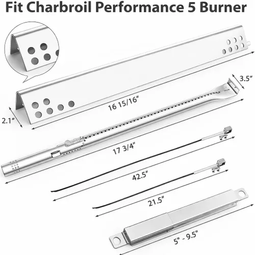 Miniatura 2 de Kit de Reemplazo de Parrilla Utheer para Charbroil Performance 5 Quemadores 463347519 463347518 463275717 463243518, 475 4 Quemadores 463347017
