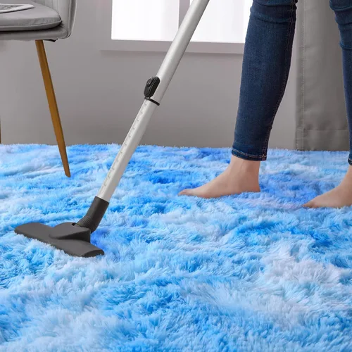 Miniatura 7 de DweIke Alfombras Shag Esponjosas Azules para Dormitorio Sala de Estar, 5x8 Grande Suave Felpa Tie-Dye Azul Cielo para Niñas y Niños, Alfombra Azul