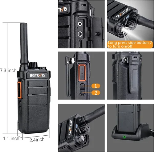 Miniatura 6 de Retevis RB26 Radios de 2 vías de largo alcance, Walkie Talkie de trabajo con auricular a granel, 21 horas, USB-C, capacidad de repetidor GMRS
