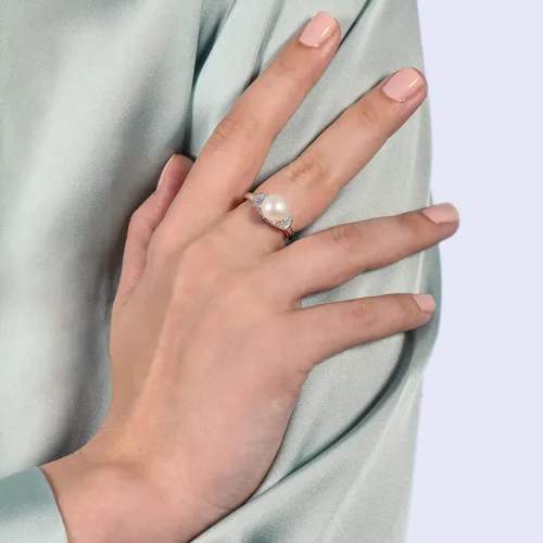 Miniatura 4 de Enchanted Disney Fine Jewelry - Anillo de cenicienta de plata de ley 16 con perlas y topacio azul Londres, Metal
