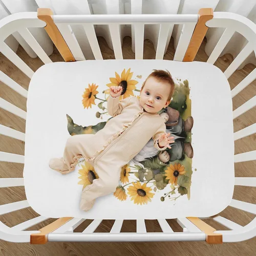 Miniatura 7 de Fitted Crib Sheets Gnome Sunflowers Mini Crib Sheets for Boy & Girl Toddler Mattress Sheets Playard Sheet 21216174