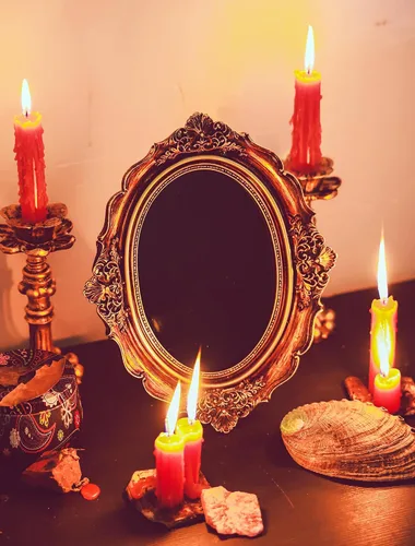 Miniatura 3 de Espejo rascador negro – Herramientas de brujería Kit de altar suministros para adivinación – Decorativo ovalado dorado oscuro antiguo 8.3 pulgadas