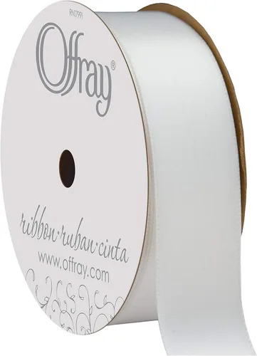 Miniatura 49 de Offray Cinta doble faz de satén, carrete de 7/8 pulgadas de ancho x 20 yardas, color blanco envejecido