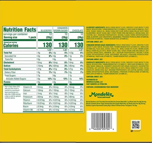 Miniatura 2 de BelVita Paquete variado de galletas de desayuno 3 sabores naturales - 12 paquetes de chocolate, 12 paquetes de canela marrón y 12 paquetes