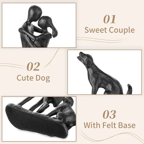 Miniatura 4 de Sziqiqi Regalos de hierro de aniversario para ella, escultura de amor para pareja, regalo de hierro para pareja, novia, esposa, él, estatua negra