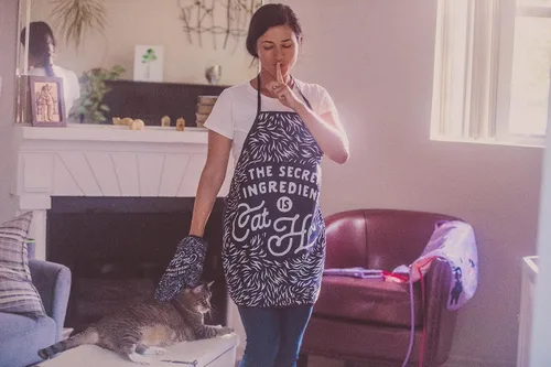 Miniatura 6 de The Secret Ingredient is Cat Hair Funny Pet Kitten Animal Lover Accesorios de cocina gráficos Delantales Divertidos Delantales Cool Cat Cover Ropa
