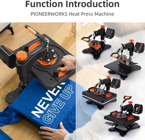 Miniatura 4 de Máquina de prensa de calor de 12 x 15 pulgadas, máquina de prensado digital de camisetas con giro de 360°, 11 en 1, combo de sublimación