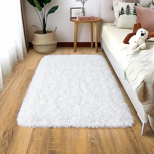 Miniatura 31 de Alfombra pequeña rosa para dormitorio, alfombras de área esponjosas peludas de 2x3 pies para habitación de niñas y niños, alfombra suave
