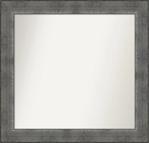 Miniatura 466 de Amanti Art Espejo de baño plateado para sobre el fregadero, 24 x 24 pulgadas, espejo cuadrado de peltre forjado a medida, marco de madera casual
