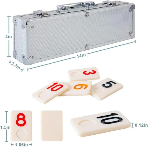Miniatura 2 de Homwom 106 Tiles Rummy Game – Juegos de viaje Rummy Juego de mesa Rummy con estuche de aluminio y 4 bandejas antideslizantes duraderas