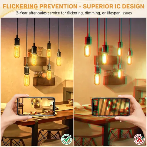 Miniatura 6 de Bombilla LED vintage Edison de 25 W, equivalente a 20 W, base media, regulable, suave, cálida, 2200 K, ámbar antiguo, T45, pequeña, estilo retro