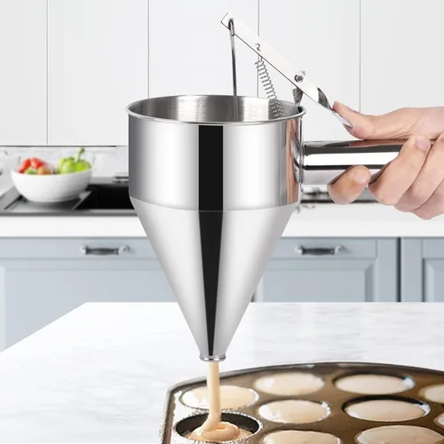 Miniatura 3 de Dispensador de Masa Multifuncional de 40 oz, Dispensador de Masa para Panqueques de Acero Inoxidable Multi-Calibre con Soporte Ideal