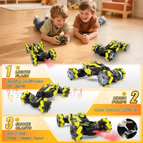 Miniatura 7 de Auto de acrobacias RC con detección de gestos, juguetes para niños de 6 a 12 años, auto controlado por gestos de la mano con control remoto
