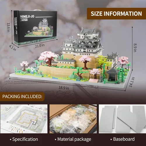 Miniatura 5 de Juego de micro bloques de construcción del castillo Himeji de Japón, colección de monumentos de arquitectura, 10080 piezas, regalo coleccionable