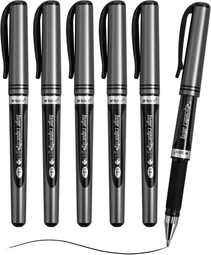 Miniatura 8 de M&G 5 bolígrafos de gel retráctiles de tinta negra de 0.020 in, bolígrafos de punta fina, bolígrafos de tinta de gel de secado rápido con tinta