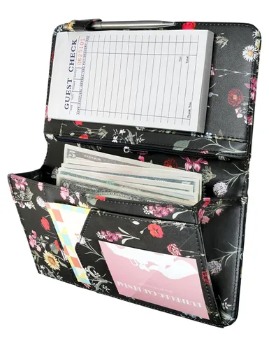 Miniatura 15 de Libreta para servidores con bolsillo con cremallera y cierre magnético, libreta de servidor, libro para camarera, libro de servicio con bolsillo