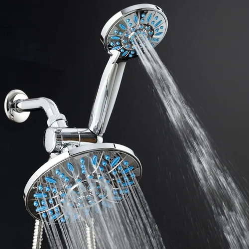Miniatura 6 de Combo de ducha de lluvia antimicrobiana/anti-obstrucción de alta presión de 30 configuraciones por AquaDance con protección de boquilla Microban