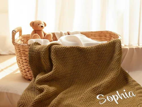 Miniatura 5 de Noni Manta de punto personalizada de lujo para bebé, manta de bebé con nombre bordado, manta de bebé niña y bebé, regalos de ducha, recién nacido