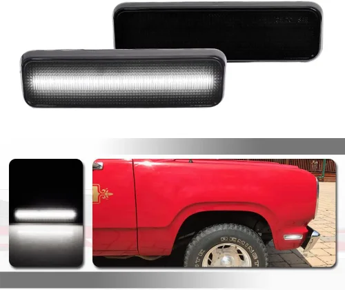Miniatura 15 de Compatible con 1971-1993 Dodge RAM Charger D100 D150 D250 D350 Plymouth Pickup Truck Luces de Marcador Lateral del Parachoques Delantero Lente Lente