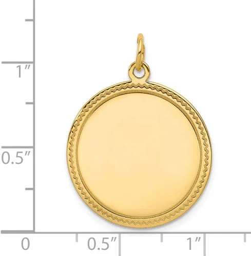 Miniatura 2 de Jewels By Lux Dije de disco redondo grabable de calibre .011 de oro amarillo de 14 quilates, Oro amarillo