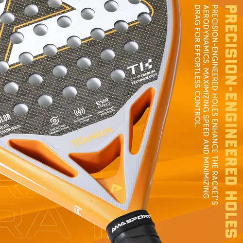Miniatura 4 de AMA SPORT ERA 1.0 Raqueta de pádel con superficie de fibra de carbono con núcleo de espuma EVA Memory Flex Raqueta de pádel ligera de potencia