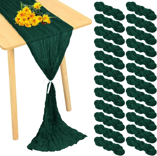 Miniatura 21 de Paquete de 24 caminos de mesa de estopilla de 20 x 120 pulgadas, camino de mesa de tela de queso a granel, romántico, bohemio, tela de gasa Beige