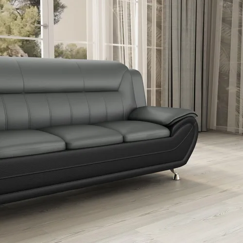 Miniatura 4 de Container Furniture Direct Silla y sofá de piel sintética de estilo moderno con reposabrazos extra cómodos, ideal para sala de estar, dormitorio u
