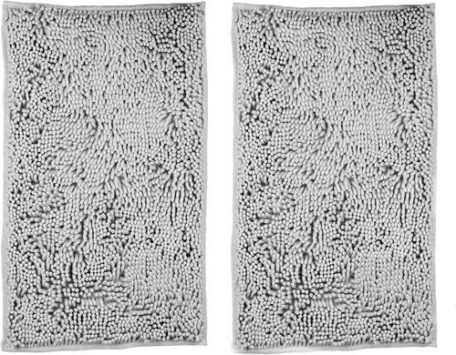 Miniatura 29 de LanYunUmi Juego de 2 alfombras de baño de felpilla chenille antideslizante color gris oscuro, tapete de baño extra suave y absorbente para ducha
