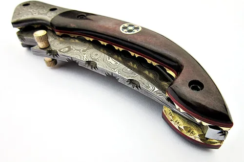 Miniatura 9 de FZ 01 Cuchillo de bolsillo de Damasco hecho a mano para hombres Cuchillo plegable con bloqueo de forro Cuchillo de bushcraft para pesca Camping