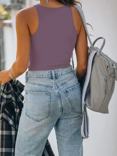 Miniatura 3 de REORIA - Camisetas ombligueras sin mangas y con espalda cruzada para mujer, ombligueras sexys con cuello halter