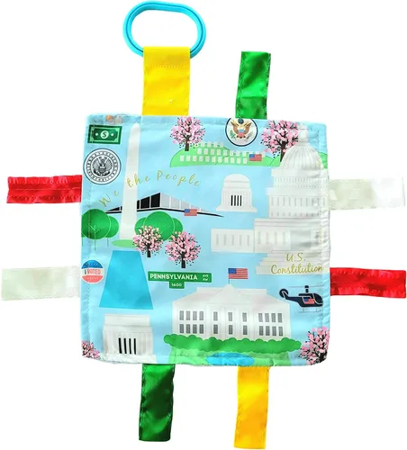 Baby Jack & Co - Juguetes de aprendizaje Lovey Washington DC Tag de 8 x 8 pies para bebés, juguetes arrugados, suaves y seguros, aprende ciudades y