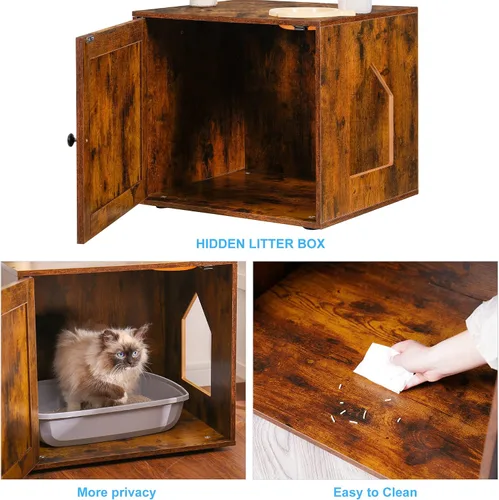 Miniatura 5 de Hey-brother Árbol para gatos con caja de arena, torre para gatos todo en uno para gatos de interior con hamaca grande, cama, estación de alimentos