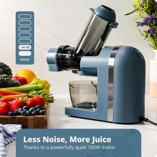 Miniatura 3 de Greater Goods Exprimidor de prensa en frío, potente extractor de jugo de masticación lenta con motor silencioso para frutas y verduras, alto Azul