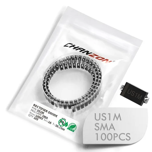 Paquete de 100 piezas Chanzon US1M SMD Ultra Fast Recovery Rectificador Diodo 1A 1000V 50-75ns SMA (DO-214AC) 1 Amp 1000 Voltios Diodos Electrónicos