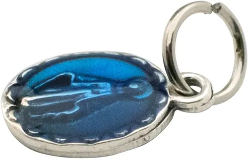 Miniatura 3 de VILLAGE GIFT IMPORTERS Paquete de 10 cuentas milagrosas de medalla, esmalte azul y metal plateado, 0.5 pulgadas de alto, ideal para hacer joyas