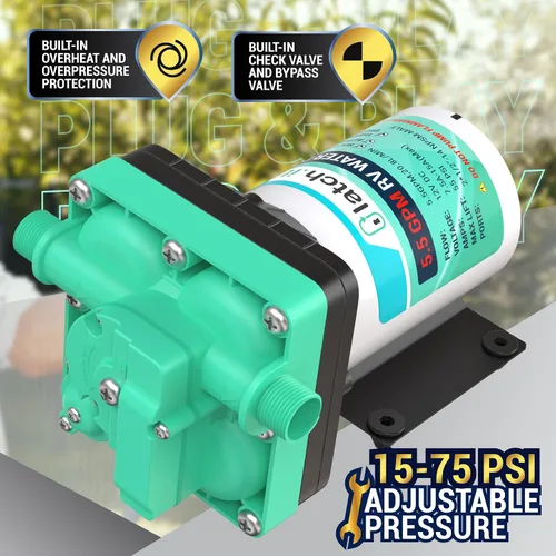 Miniatura 5 de LATCH.IT Bomba de agua para caravana RV de 12V Bomba de agua para autocaravana de 5,5 GPM 50 PSI Bomba de agua de 7 amperios 12V Bomba de agua