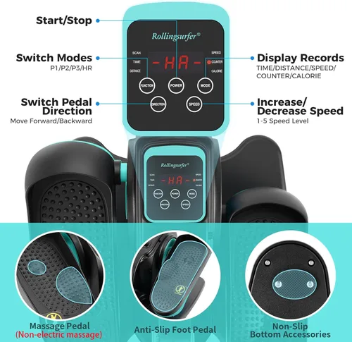 Miniatura 2 de Rollingsurfer Under Desk Elliptical Machine, Electric Leg Exerciser for Seniors, Compact Seated Pedal Exerciser, Portable Elliptical Trainer with