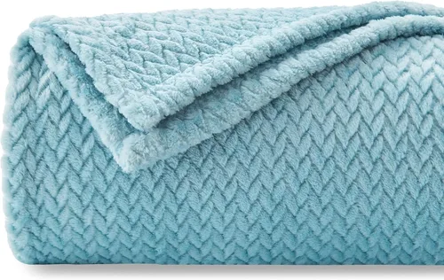 Miniatura 12 de NEWCOSPLAY Manta de Tiro Súper Suave Aqua Franela Sedosa Premium Fleece con Patrón de Hojas Ligera Manta de Cama para Uso en Todas las Estaciones