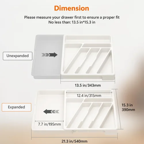 Miniatura 5 de Li&Zhao - Organizador de cubiertos – Organizador de cajones de cocina expandible, organizador de cajones de cubiertos, organizador de cubiertos