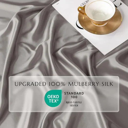 Miniatura 12 de THXSILK Juego de sábanas bajeras de 100% seda de morera, 3 piezas de seda 7A+, transpirable, suave, sábana bajera de 16 pulgadas de profundidad, 2