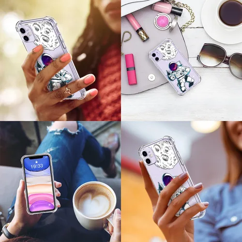 Miniatura 5 de LUXVEER Funda para iPhone 11 con protector de pantalla, elegante diseño floral en TPU suave y transparente, ajuste delgado, funda protectora